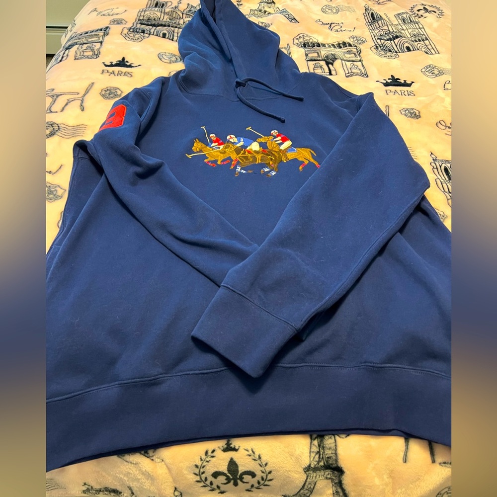 Polo Fleece Hoodie with Large Horses